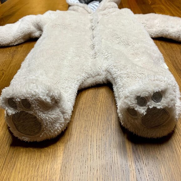 JOJO MAMAN BEBE Mocha Bear Snowsuit 0-3 months Baby Infant Bunting Fleece Romper - Picture 6 of 12